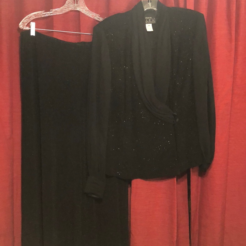 2pc black sparkle pant suit
